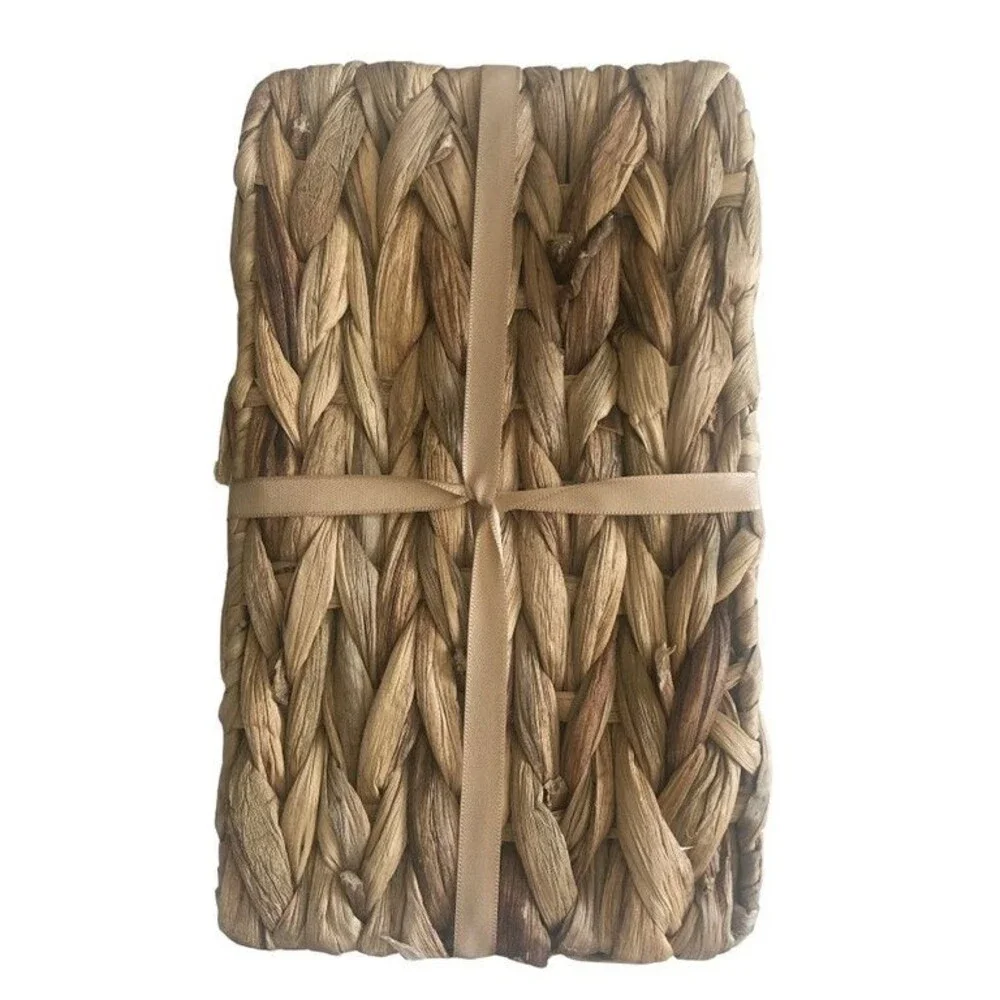 Water Hyacinth Paper Napkin Holder Wicker Basket With 50 Shell Napkins Bathroom